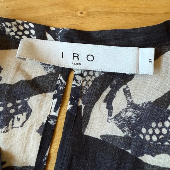 IRO PARIS ANDA PRINTED MINI DRESS RUFFLE WAIST LONG SLEEVE V NECK FEMININE 38-6 - Picture 8 of 11